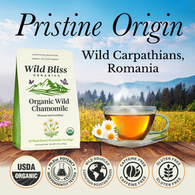 Wild Bliss Pharmacopoeia potency label, signifying high-quality chamomile.