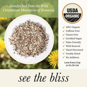 Wild Bliss plastic-free tea bags made from sugar beet fiber.