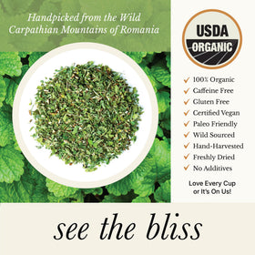 Wild Bliss tea brewing in a cup offers a calming moment after a busy day.