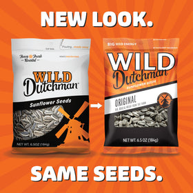 Wild Dutchman seeds poured from resealable bag for easy on-the-go snacking