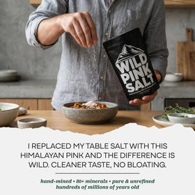 Wild Foods Pink Himalayan Salt being added during grilling for flavor