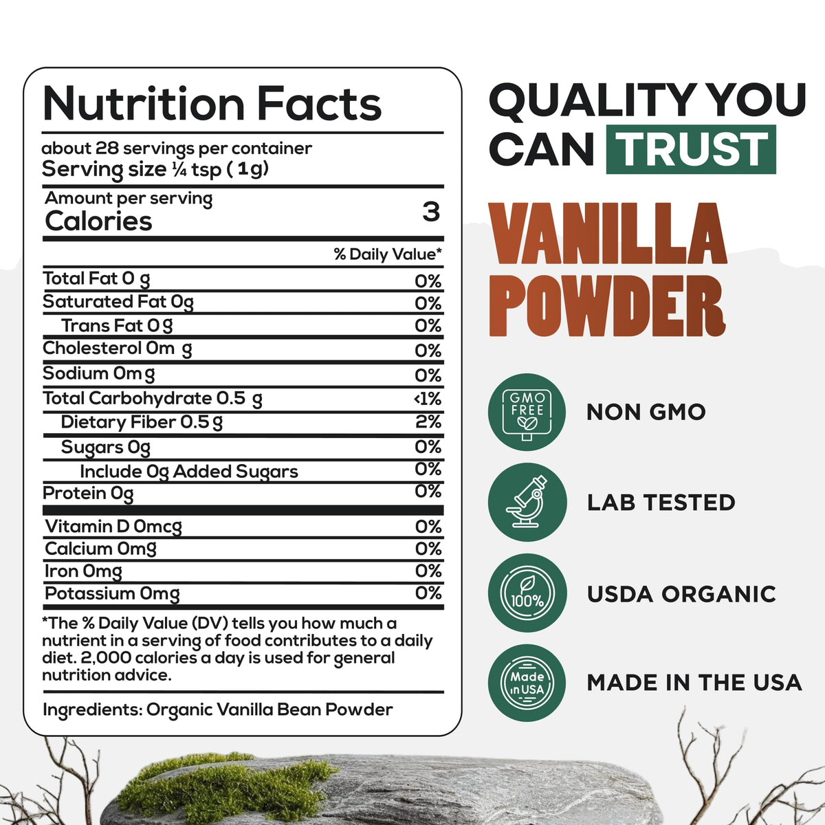 Wild Foods vanilla powder in coffee delivers a fragrant lift without additives.