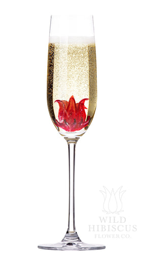 Wild Hibiscus Flowers in Syrup turned inside-out for star shape; creative presentation idea.