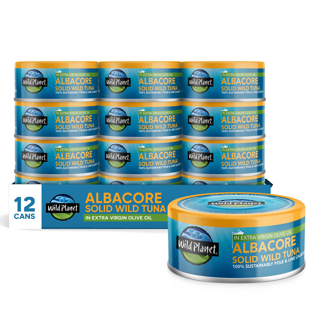 Wild Planet Albacore tuna can in olive oil, ideal for quick protein at lunch.