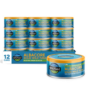 Wild Planet Albacore tuna can in olive oil, ideal for quick protein at lunch.