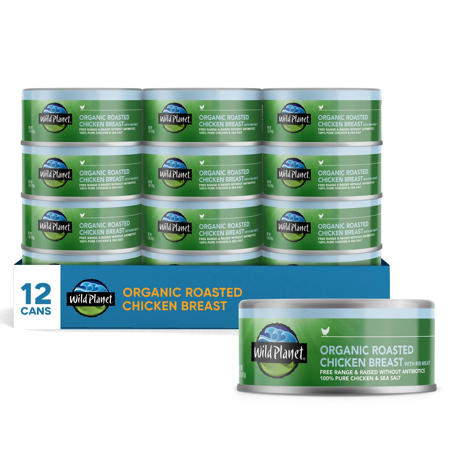 Wild Planet organic roasted chicken breast in can—convenient protein for quick meals.