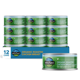Wild Planet organic roasted chicken breast in can—convenient protein for quick meals.