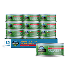 Wild Planet Organic Roasted Chicken Breast in can, juicy and ready to serve.