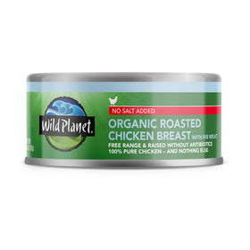 Wild Planet Organic Roasted Chicken Breast on a fresh salad, lean protein option.