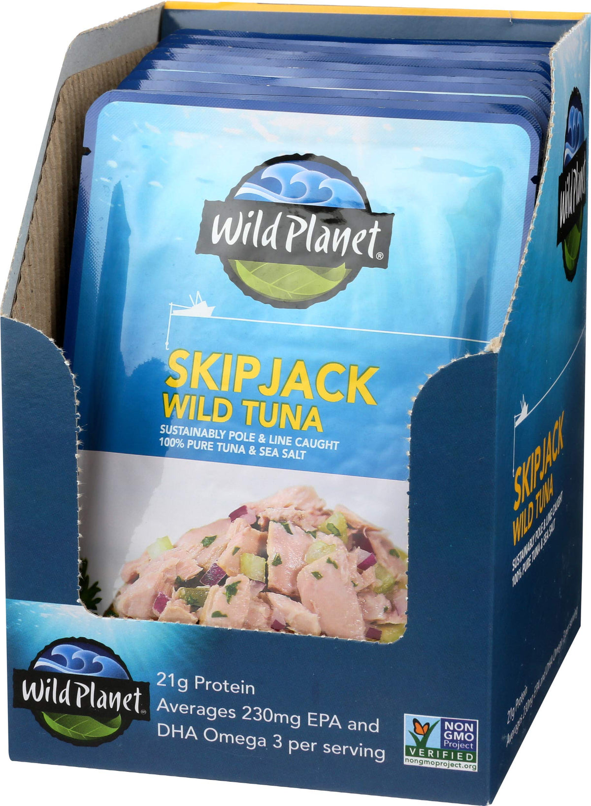 Wild Planet Skipjack tuna 12-pack pouches for easy meal prep and stock.