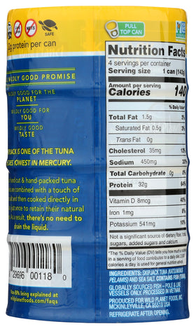 Wild Planet Skipjack Tuna 20 oz can emphasizes simple ingredients