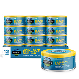 Wild Planet Skipjack tuna can with sea salt, ready to eat for protein.