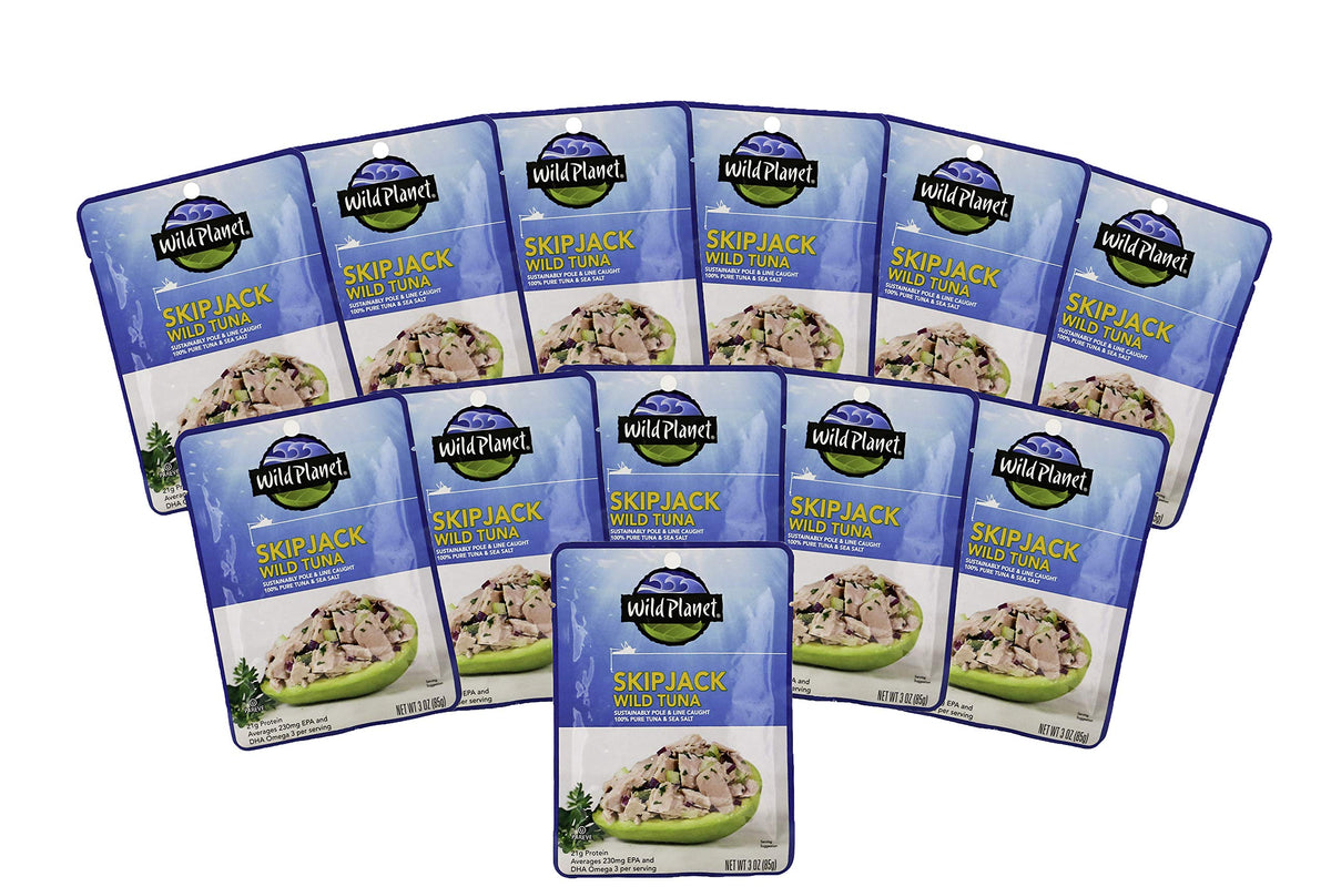 Wild Planet Skipjack tuna sea salt pouch ready for quick, protein-packed meals on the go.