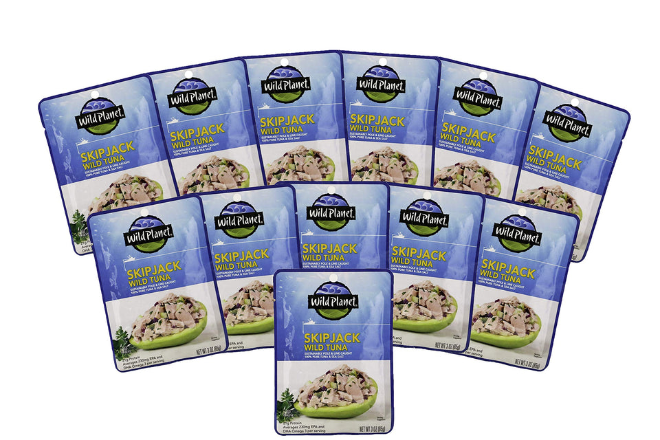Wild Planet Skipjack tuna sea salt pouch ready for quick, protein-packed meals on the go.