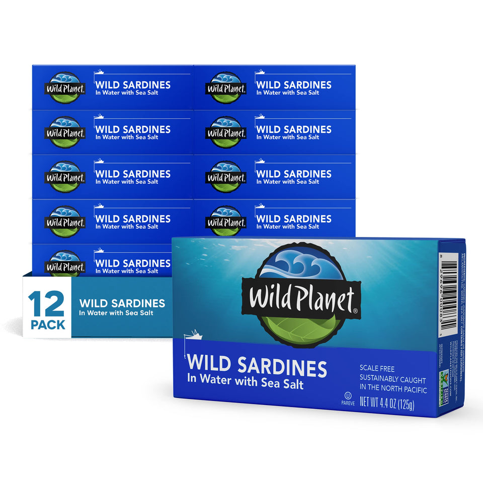Wild Planet Wild Sardines in Water with Sea Salt can for quick protein snack