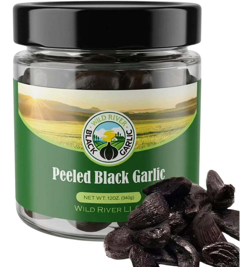 Wild River Black Garlic peeled cloves ready to enjoy as a healthy snack
