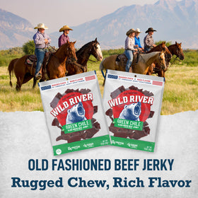 Wild River Old Fashioned Jerky pack shown, classic taste and 15g protein per bag