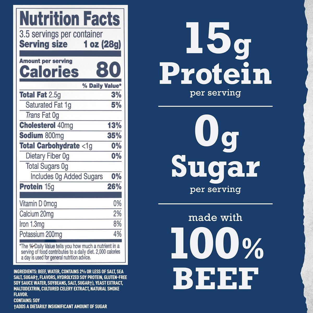 Wild River Original Beef Jerky showing 15g protein per bag.