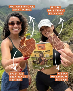 Wild Society Caveman Eats air-dried jerky products on display