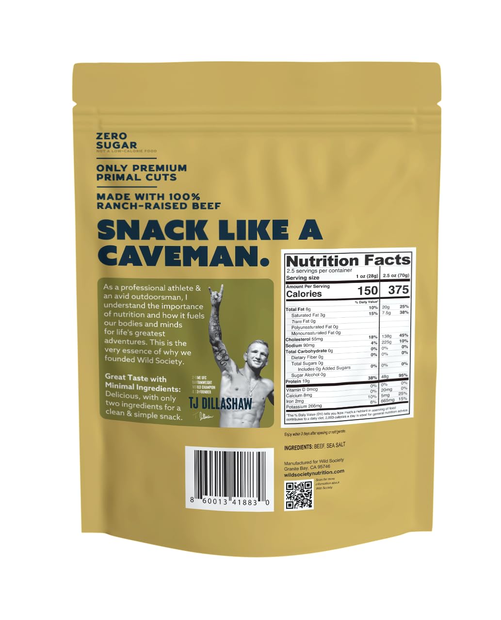 Wild Society Caveman Eats pre-workout snack ready for grab-and-go