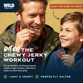 Wild Society two-ingredient steak-salt view emphasizes clean label with steak and salt only.