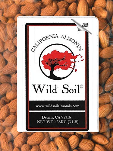 Wild Soil Terra Preta almonds close-up showing high protein and vitamin E.
