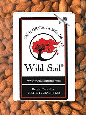 Wild Soil Terra Preta almonds close-up showing high protein and vitamin E.