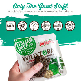 Wild Zora turkey meat and veggie bar close-up for outdoorsy snacking