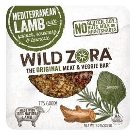 Wild Zora Mediterranean Lamb Bars 8-pack on display, protein for active days.