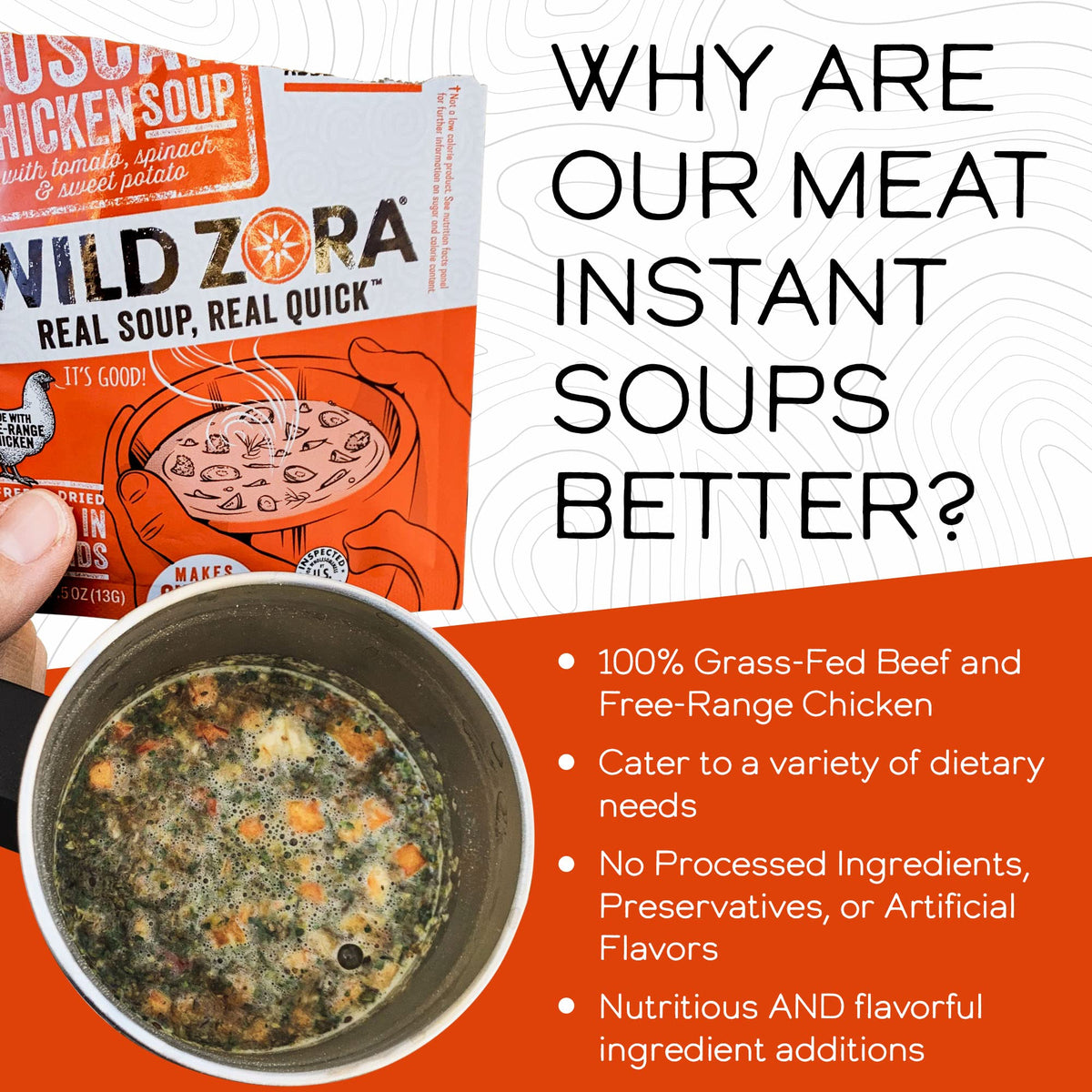 Wild Zora instant broth, simply add hot water