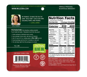 Wild Zora real ingredients label signals wholesome, gluten-free options.