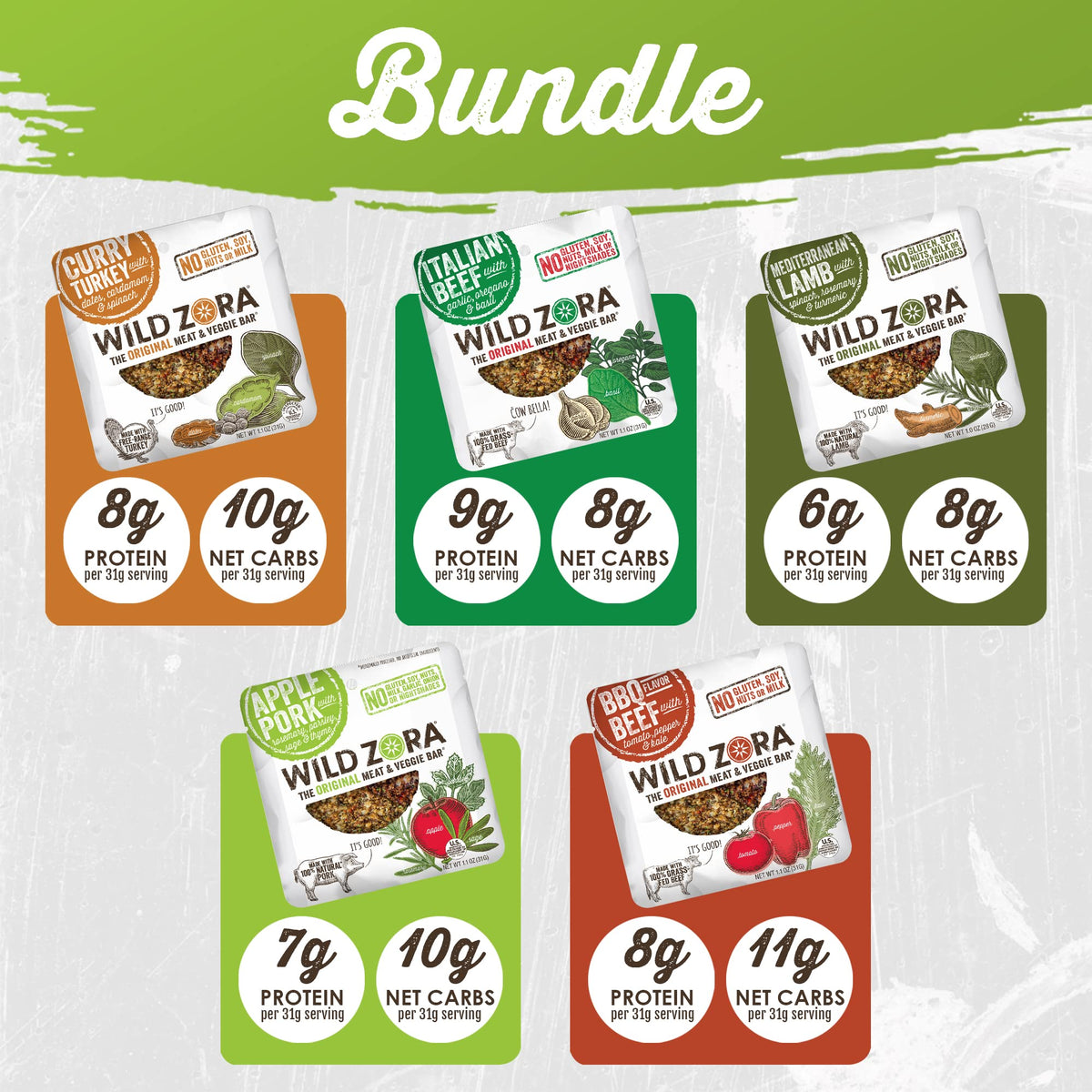 Wild Zora variety pack front view for quick energy on hikes