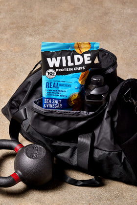 Wilde Chips sea salt and vinegar ingredient list image showcasing cassava flour and coconut nectar.