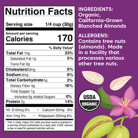 Wilderness Poets blanched almonds closeup no skins, smooth texture for almond flour prep.