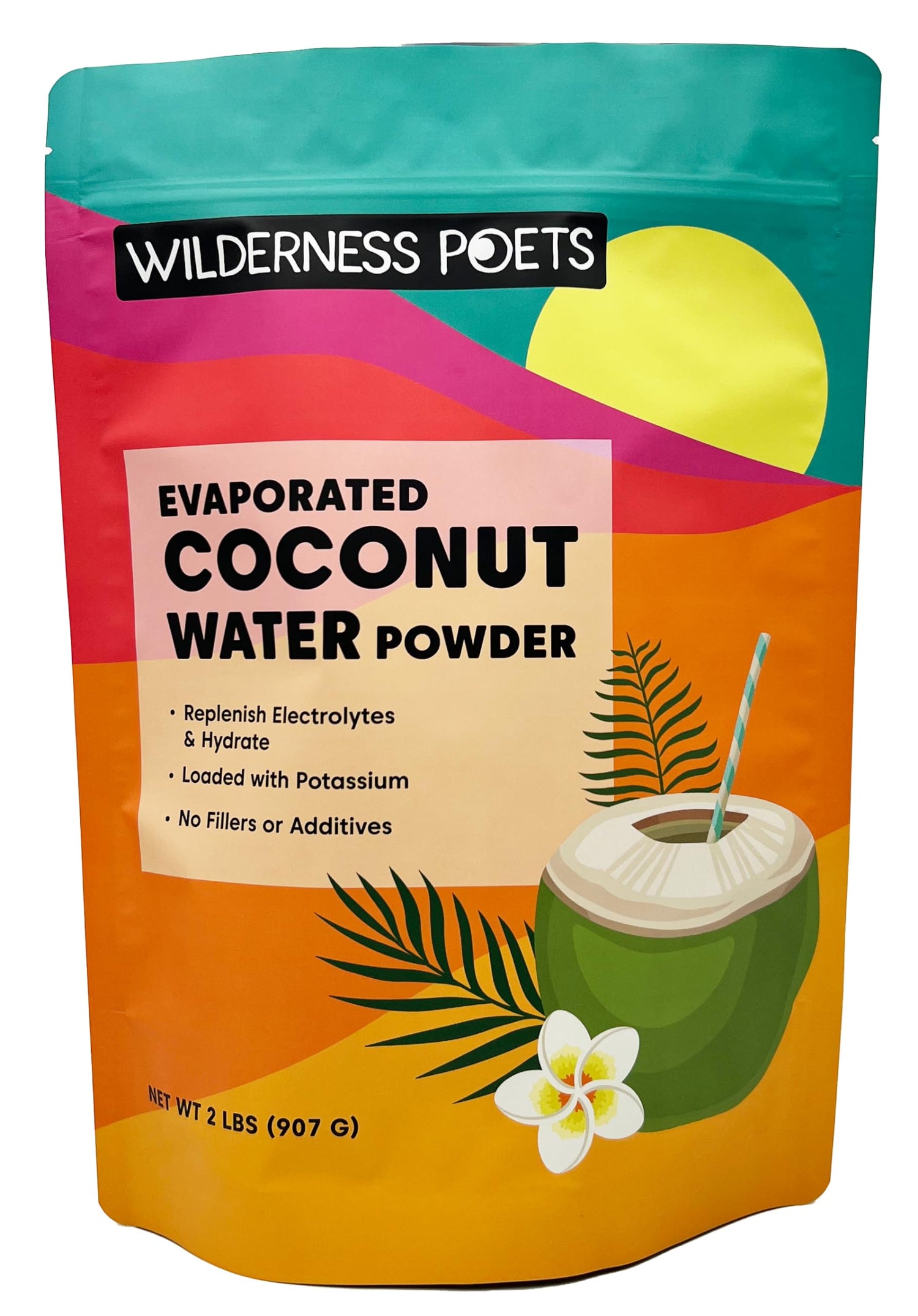 Wilderness Poets coconut water powder pour into glass for instant refreshment