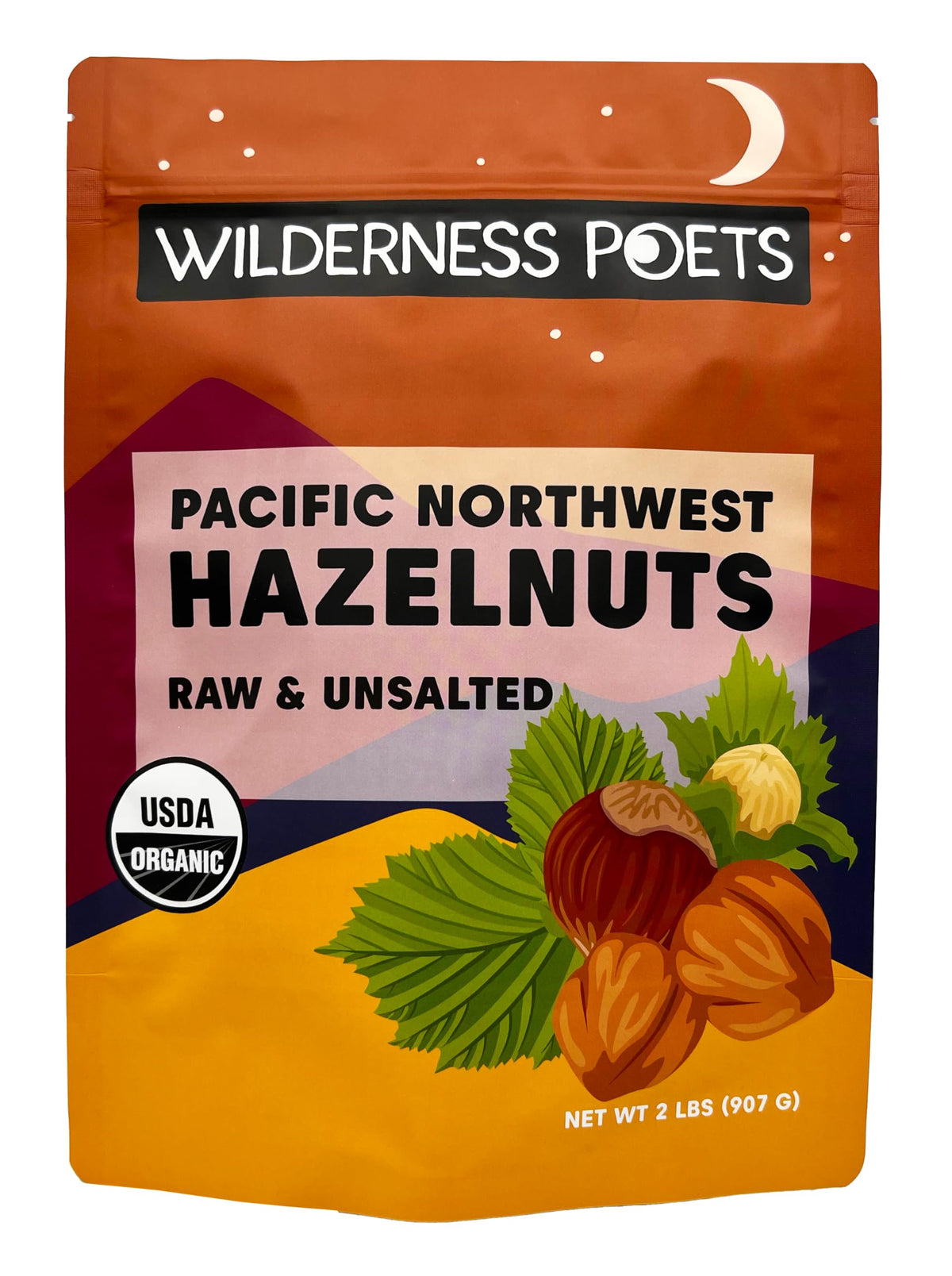 Wilderness Poets hazelnuts organic Pacific Northwest, raw whole nuts with skins, ideal for snacking