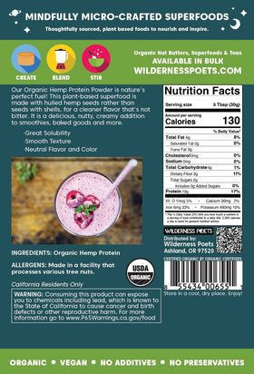 Wilderness Poets hemp protein powder scoop showing easy, measured servings