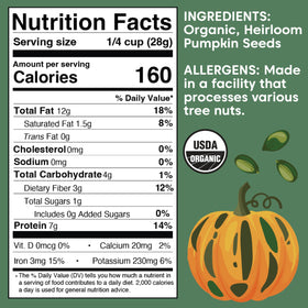 Wilderness Poets hulless Styrian pumpkin seeds closeup highlight dark green color.