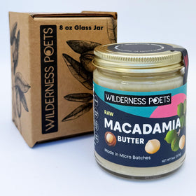 Wilderness Poets macadamia butter close-up, smooth texture with a light crunch