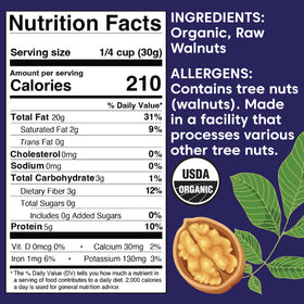 Wilderness Poets organic raw California walnuts on a tray, showcasing versatile baking ingredients.