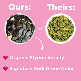Wilderness Poets pumpkin seeds in bowl showcase fruity, robust flavor.