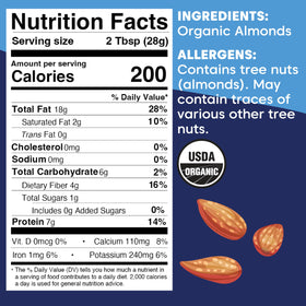 Wilderness Poets raw organic almonds display premium ingredients used in the butter.