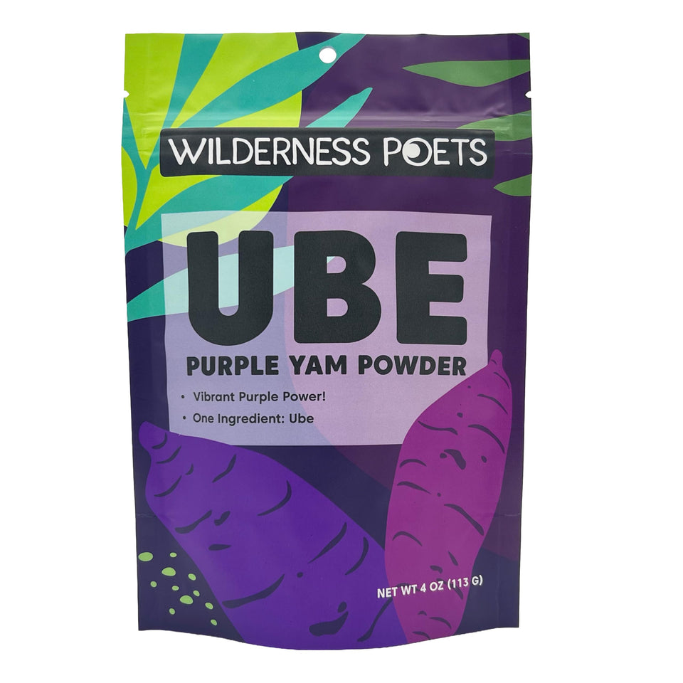 Wilderness Poets Ube Powder bag showing pure purple yam powder for vibrant baking.