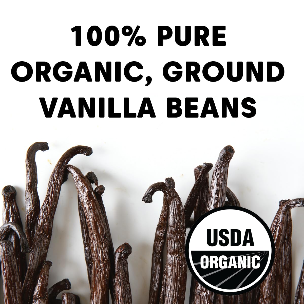 Wilderness Poets vanilla beans sun-dried image, suggesting organic, premium flavor foundation for desserts.