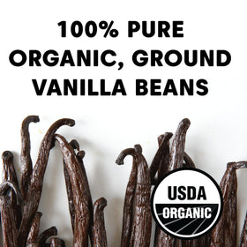 Wilderness Poets vanilla beans sun-dried image, suggesting organic, premium flavor foundation for desserts.