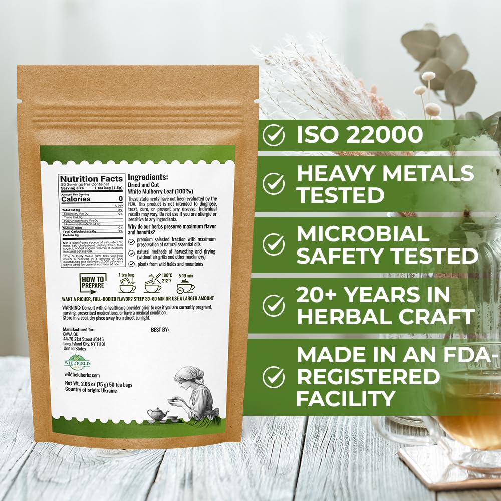 WILDFIELD HERBS 1.5g tea bag close-up for precise portions.