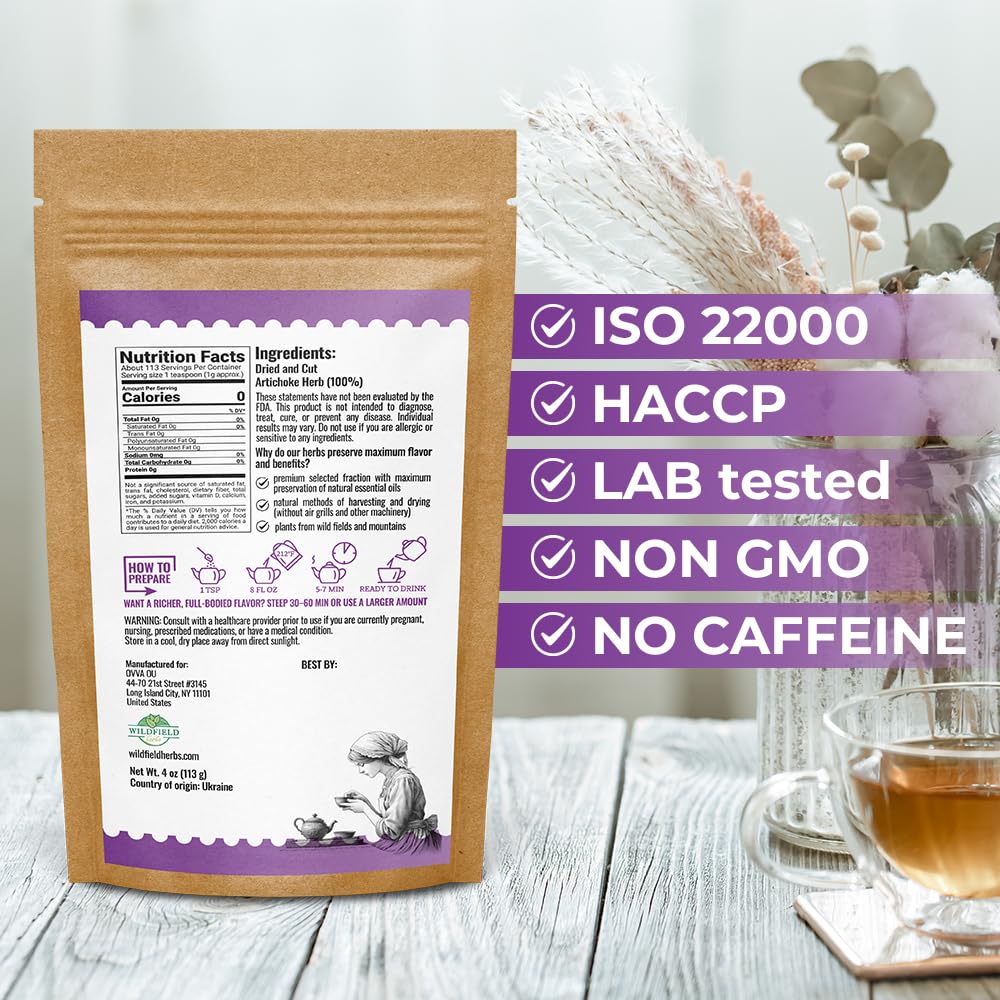 Wildfield Herbs artichoke leaf tea packet for quick infusion