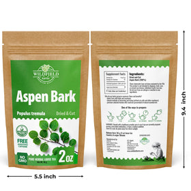 Wildfield Herbs Aspen Bark Tea boxed with hermetic seal to maintain freshness.