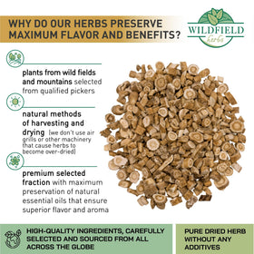 Wildfield Herbs Astragalus tea bags close-up highlighting aroma and craftsmanship.