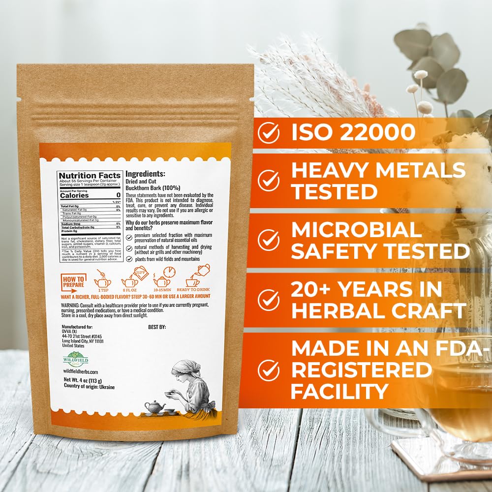 Wildfield Herbs buckthorn bark from Europe, a fragrant harvest